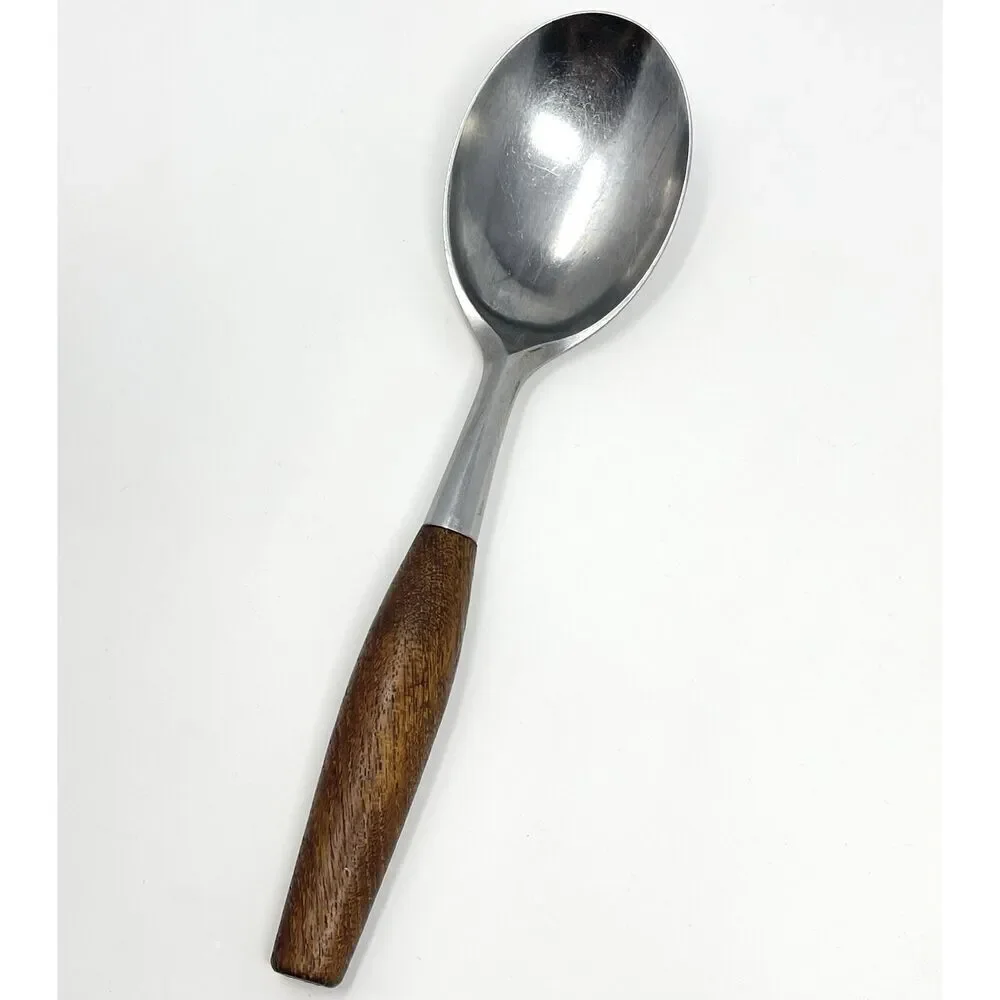 Dansk FJORD Serving Spoon Teak Handle Stainless Steel Germany 9.5” Vintage